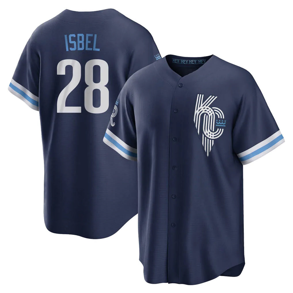 Friene KC.Royals #28 Kyle Isbel Player Navy City Connect Home Game Stitched Jerseys