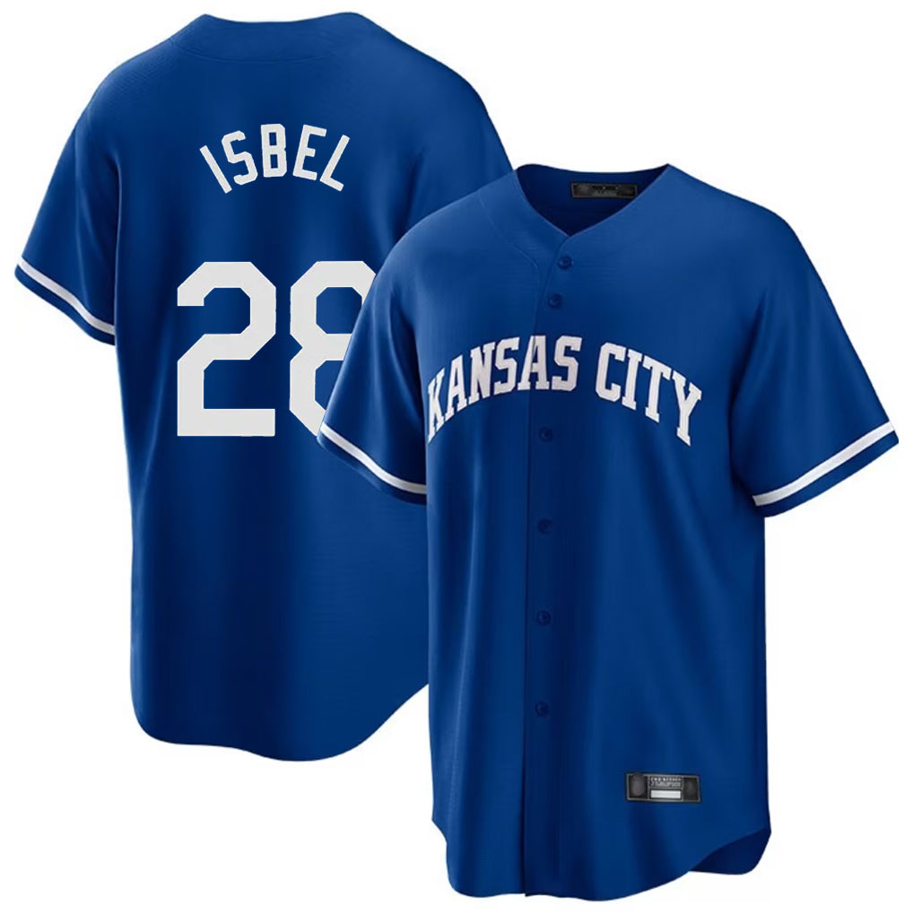 Friene KC.Royals #28 Kyle Isbel Player Royal Game Home Stitched Jerseys