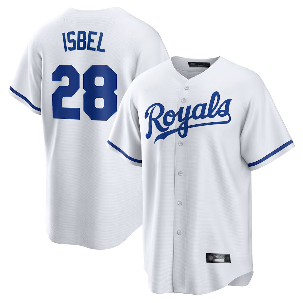Friene KC.Royals #28 Kyle Isbel Player White Home Game Stitched Jerseys