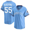 Friene KC.Royals #55 Cole Ragans Player Light Blue Limited Throwback Cooperstown Collection T-shirt Stitched Jerseys