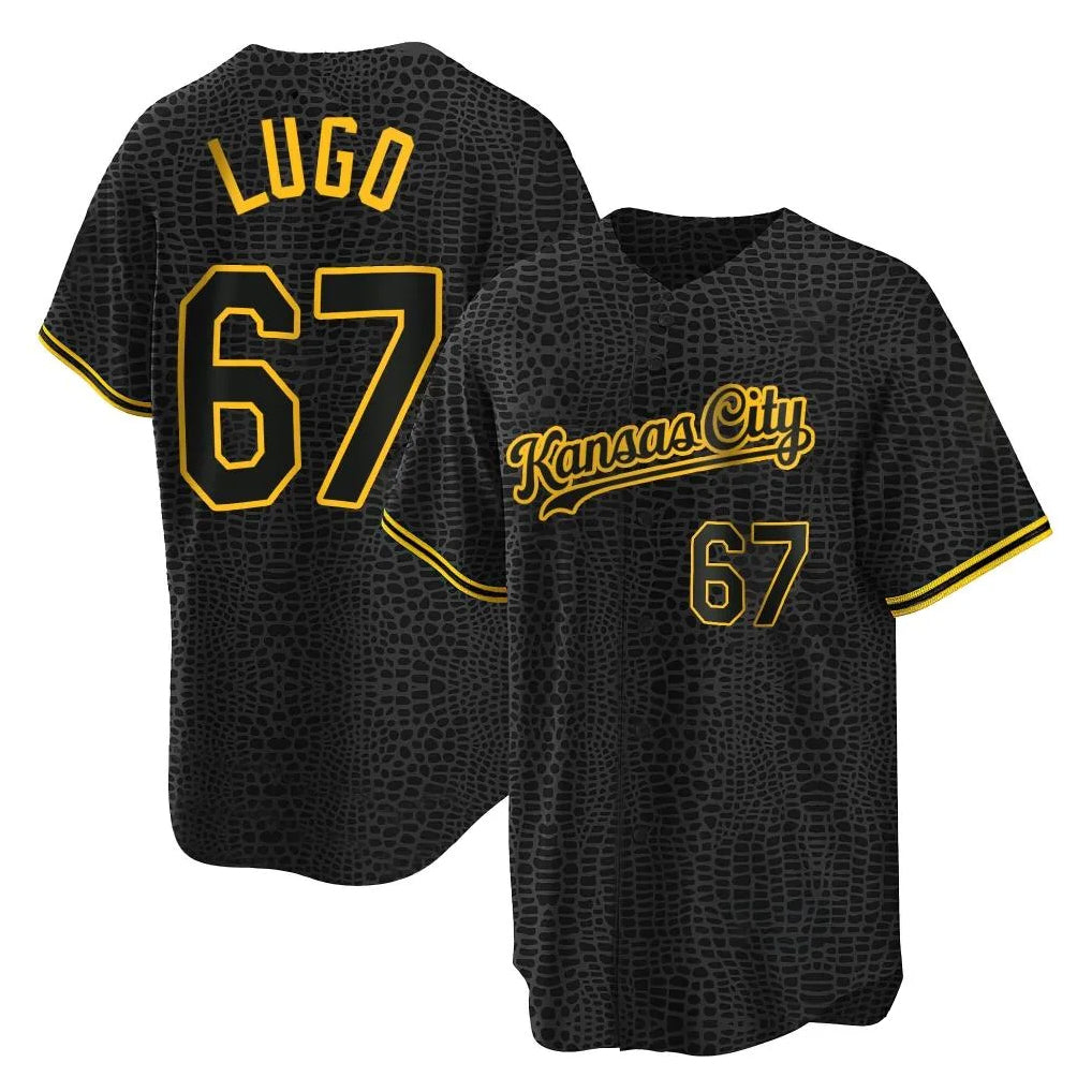 Friene KC.Royals #67 Seth Lugo Player Black Snake Skin City Game Stitched Jerseys