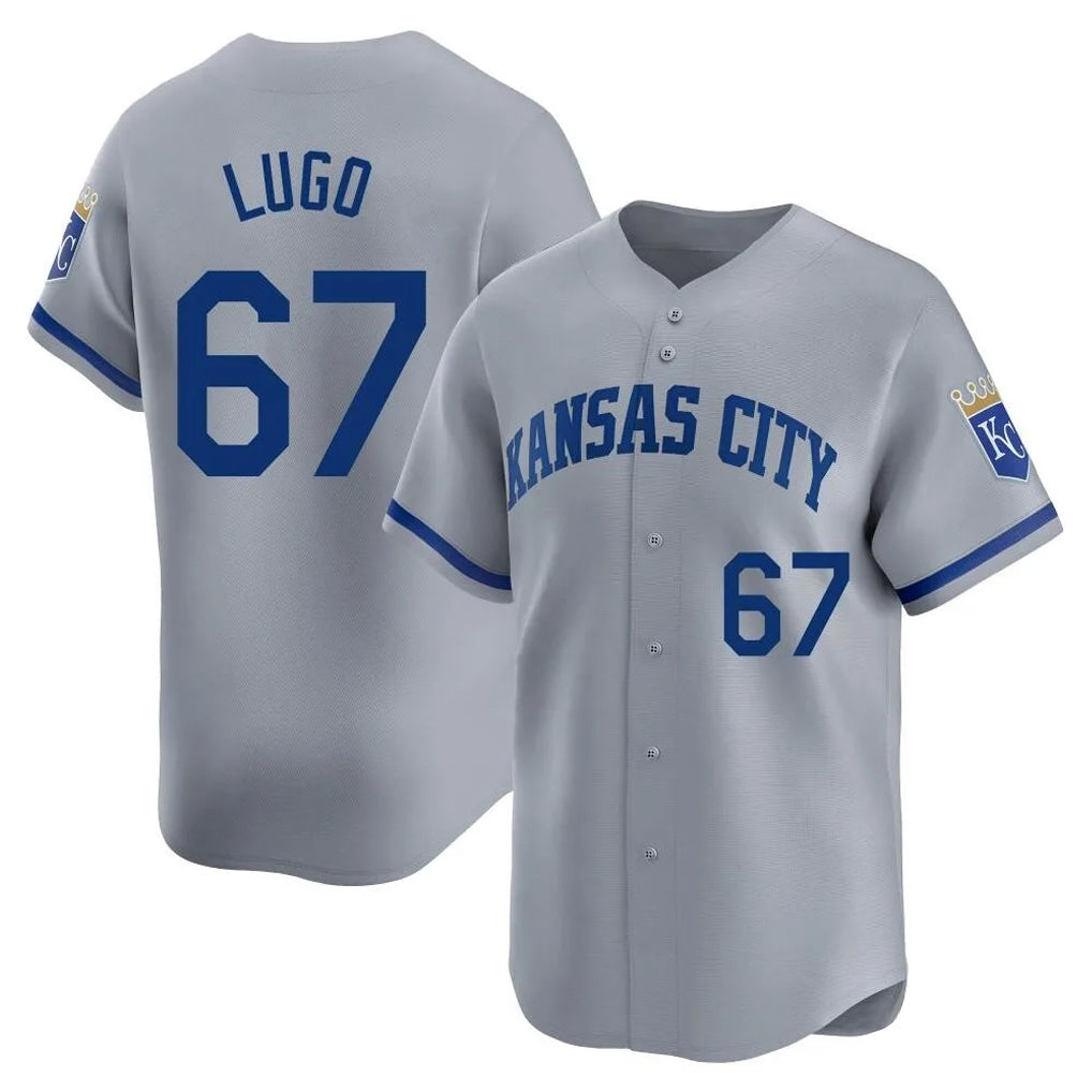 Friene KC.Royals #67 Seth Lugo Player Gray Limited Home Stitched Jerseys