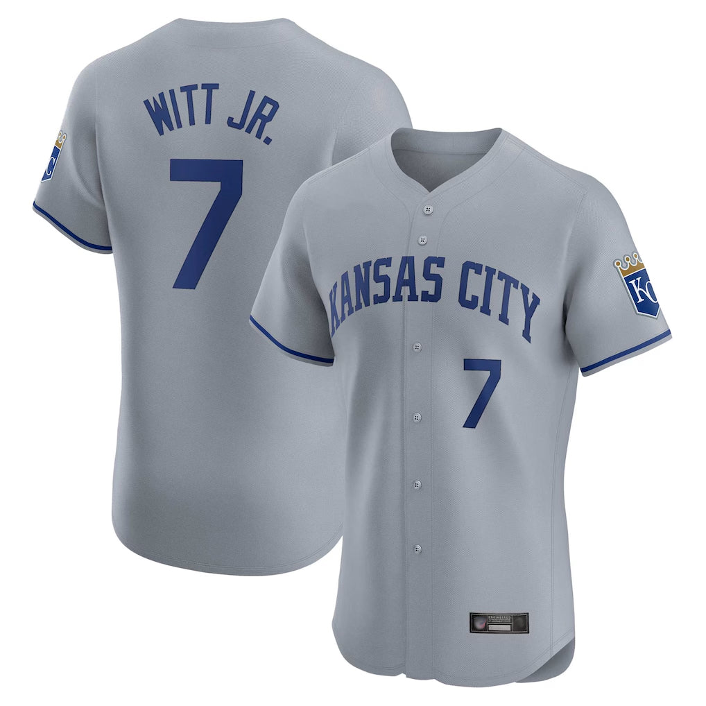Friene KC.Royals #7 Bobby Witt Jr. Player Gray Limited Elite Home Stitched Jerseys