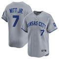 Friene KC.Royals #7 Bobby Witt Jr. Player Gray Limited Home Stitched Jerseys