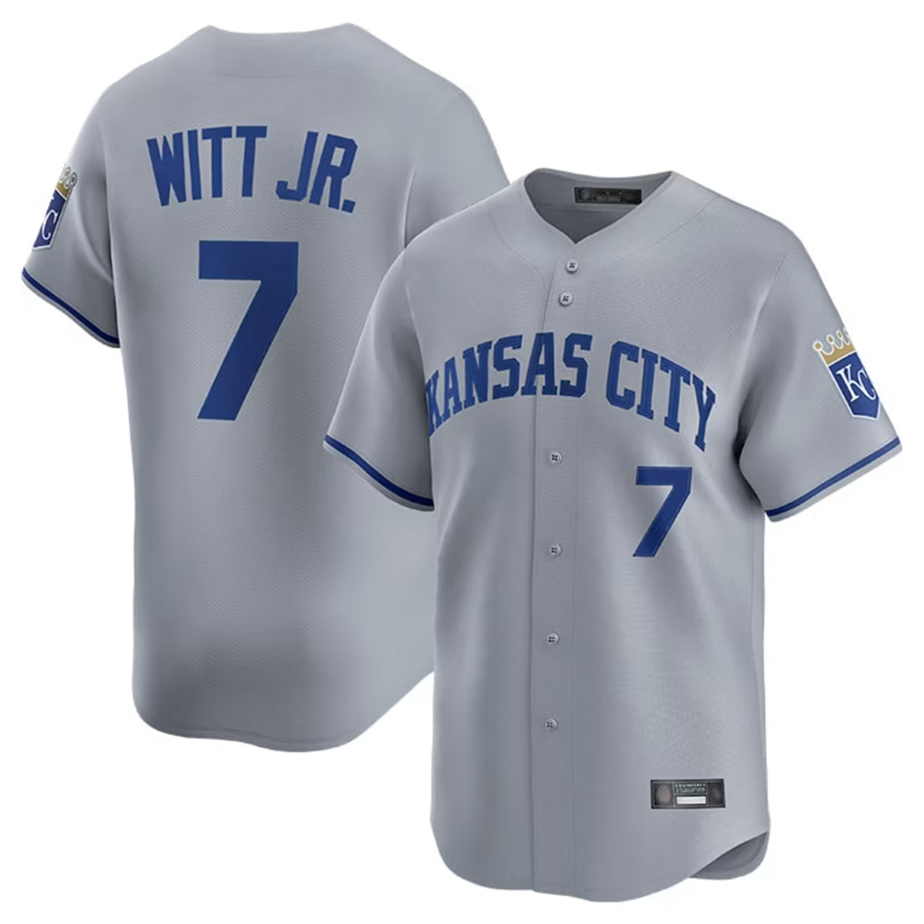 Friene KC.Royals #7 Bobby Witt Jr. Player Gray Limited Home Stitched Jerseys