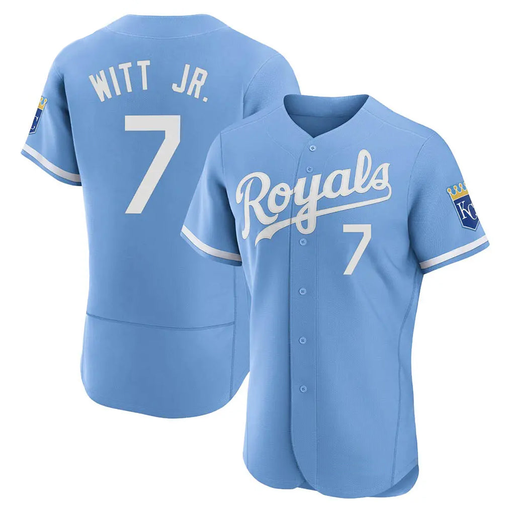 Friene KC.Royals #7 Bobby Witt Jr. Player Light Blue Alt Limited Elite Home Stitched Jerseys
