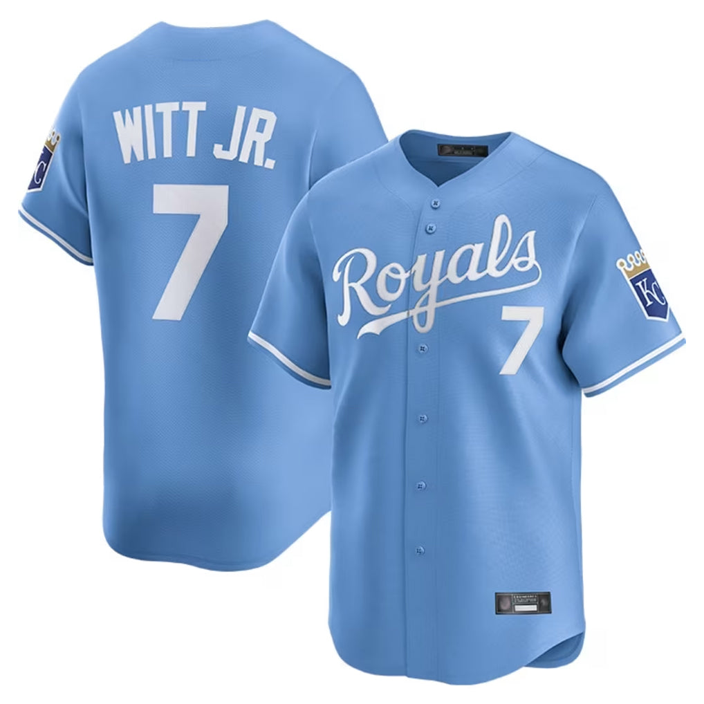 Friene KC.Royals #7 Bobby Witt Jr. Player Light Blue Alt Limited Home Stitched Jerseys