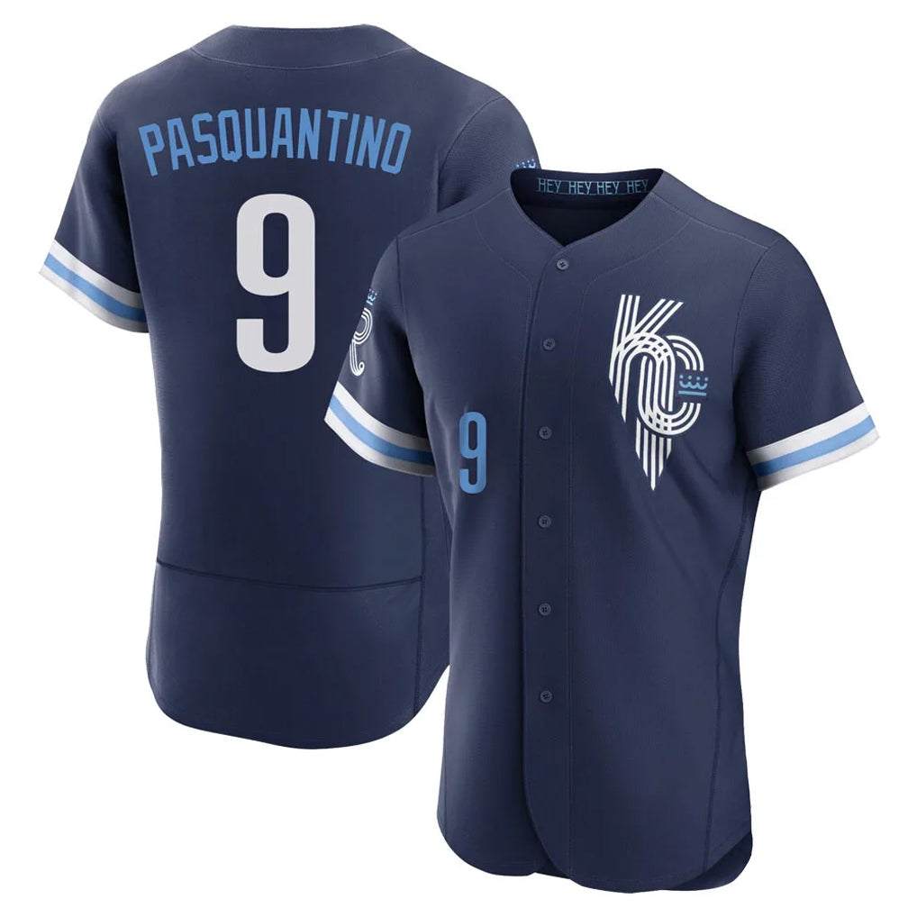 Friene KC.Royals #9 Vinnie Pasquantino Player Navy City Connect Limited Elite Home Stitched Jerseys