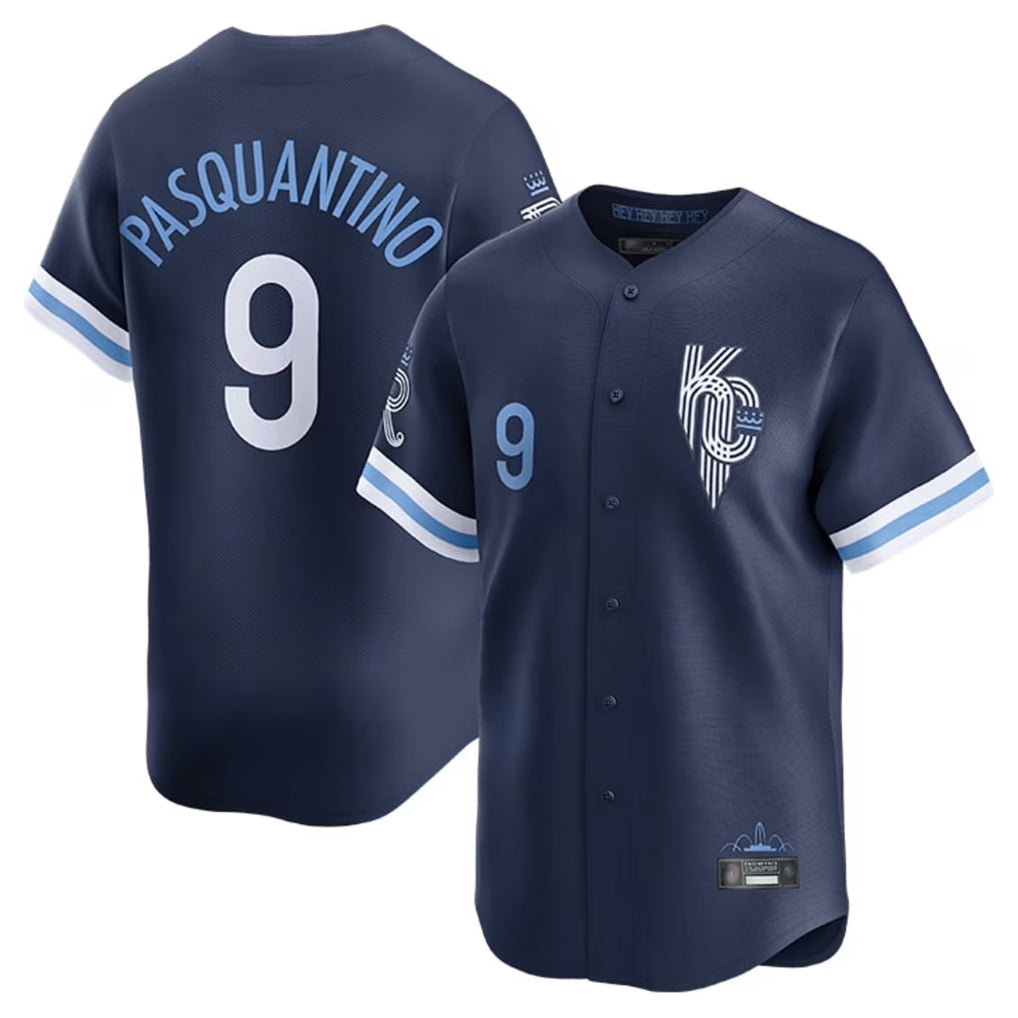 Friene KC.Royals #9 Vinnie Pasquantino Player Navy City Connect Limited Home Stitched Jerseys