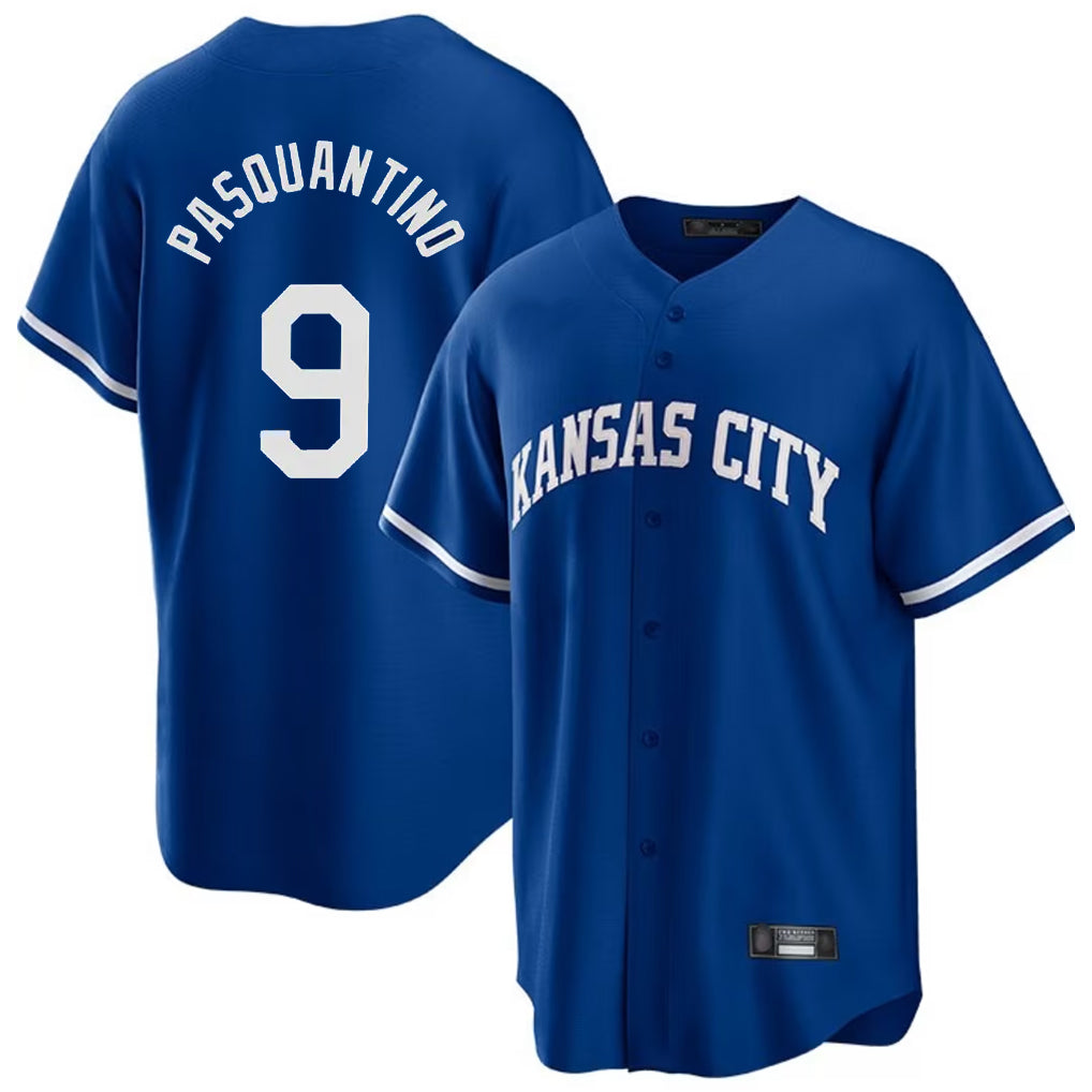 Friene KC.Royals #9 Vinnie Pasquantino Player Royal Game Home Stitched Jerseys