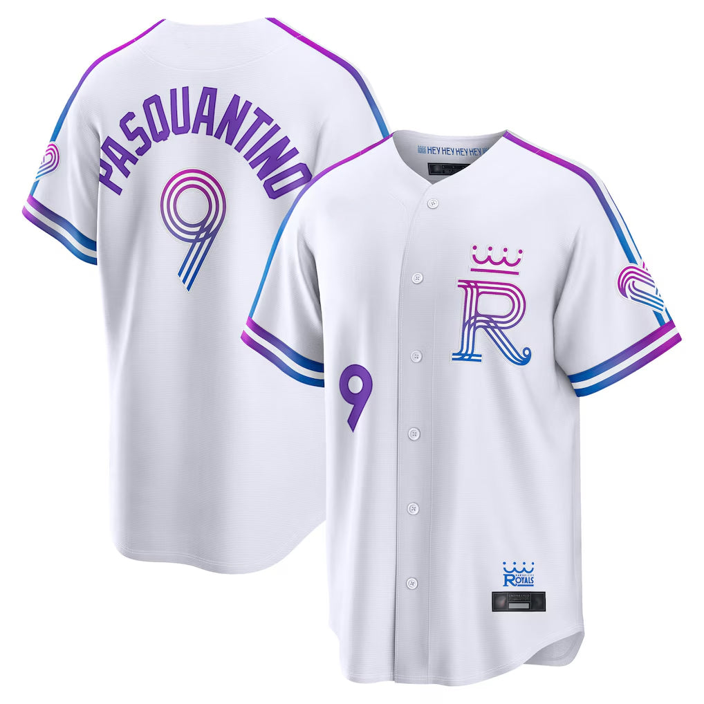 Friene KC.Royals #9 Vinnie Pasquantino Player White 2026 City Connect Limited Home Stitched Jerseys