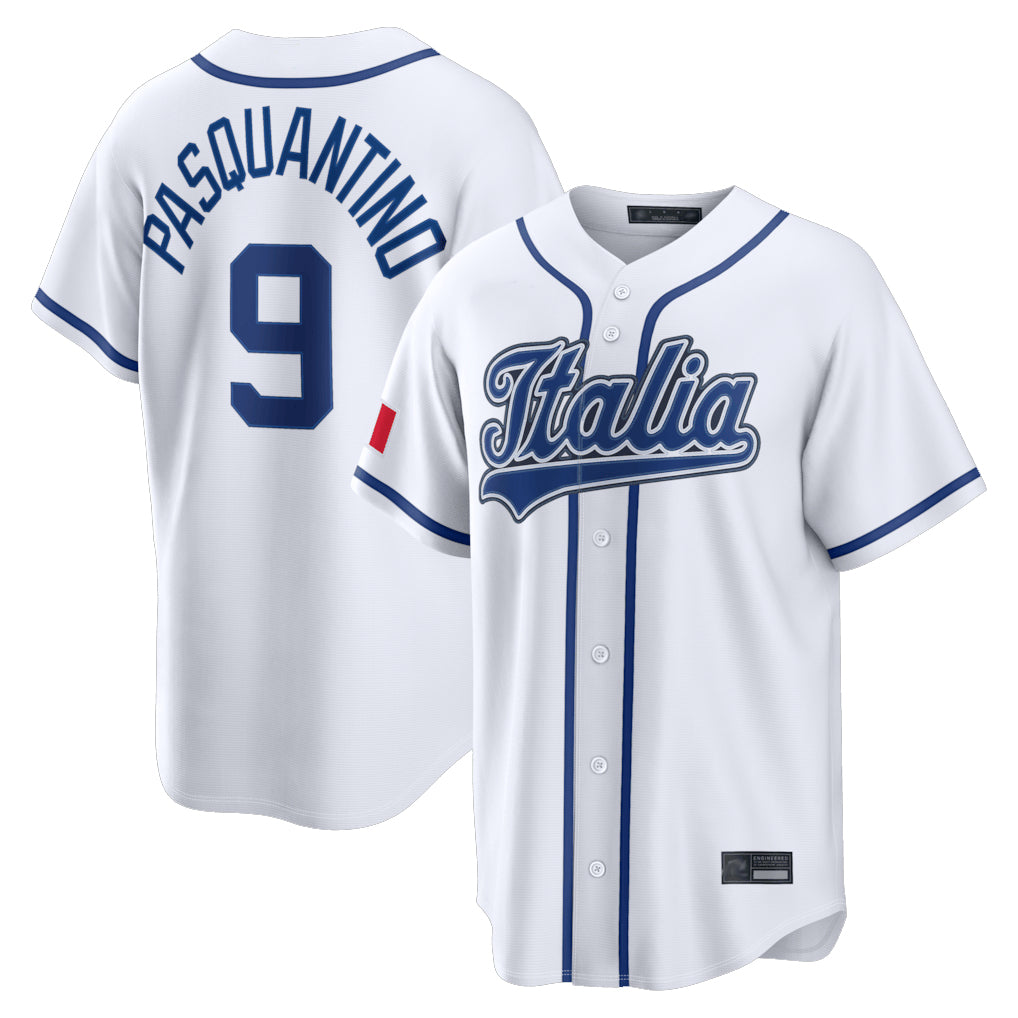 Friene KC.Royals #9 Vinnie Pasquantino Player White Italy 2026 WBC Classic Home Stitched Jerseys