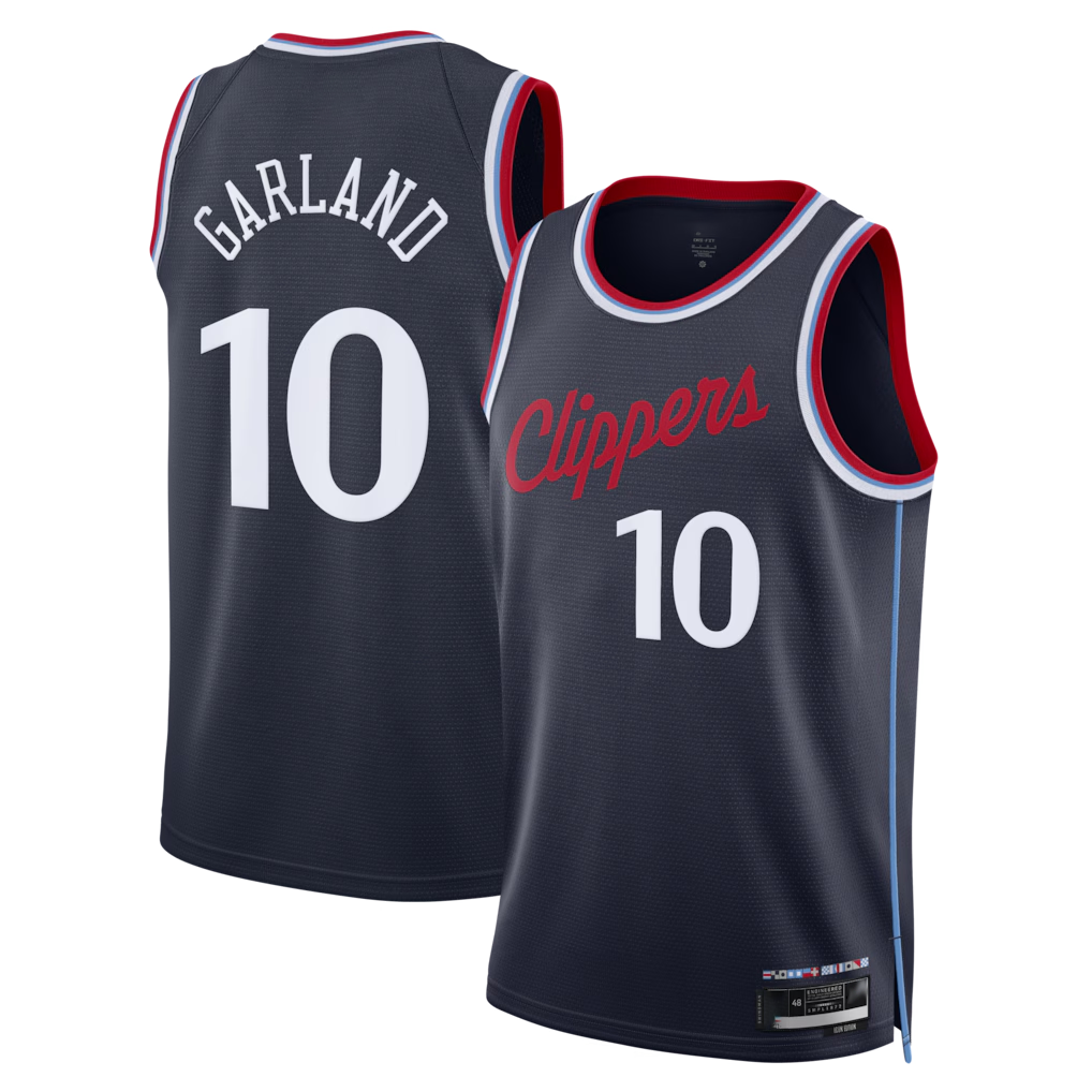Friene L.Clippers #10 Darius Garland Navy Swingman Stitched Jerseys- Icon Edition