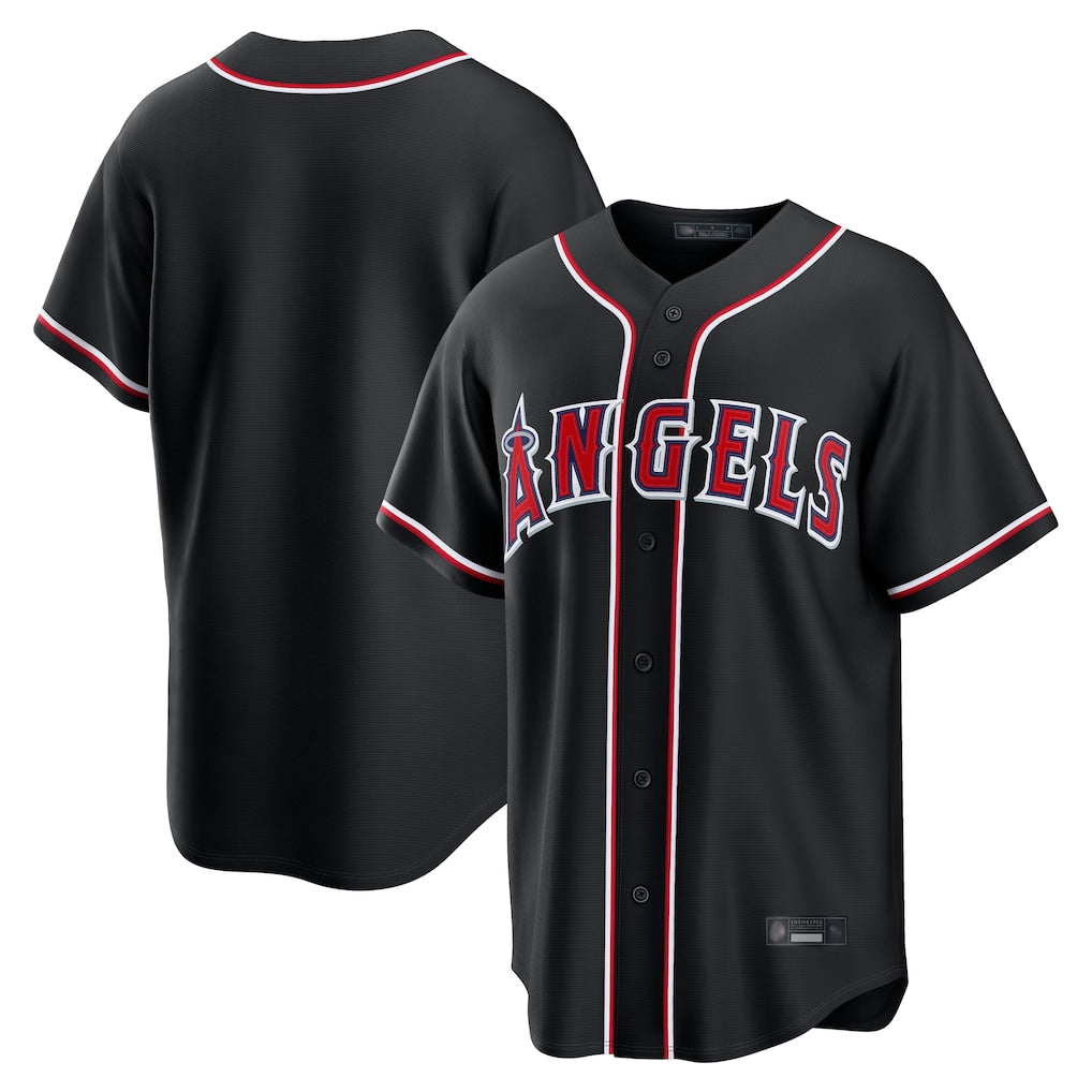 Friene LA.Angels Black Fashion Out Home Game Blank Player Stitched Jerseys