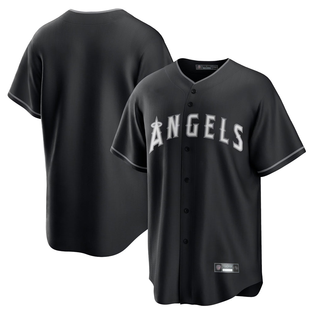 Friene LA.Angels Black Lights Out Fashion T-shirt Blank Player Stitched Jerseys