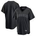 Friene LA.Angels Black Pitch Fashion Blank Player T-shirt Stitched Jerseys