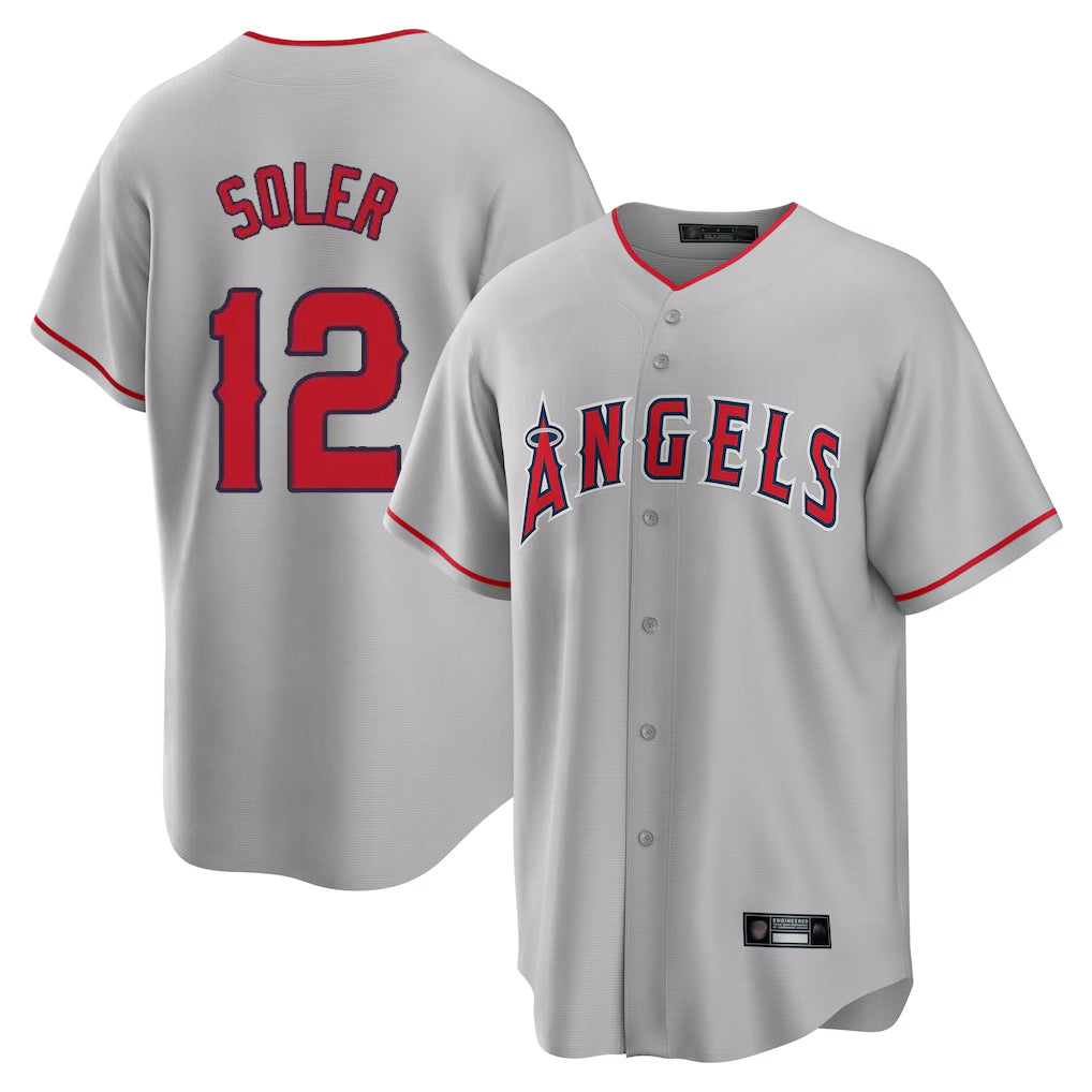 Friene LA.Angels #12 Jorge Soler Player Gray Home Game Stitched Jerseys