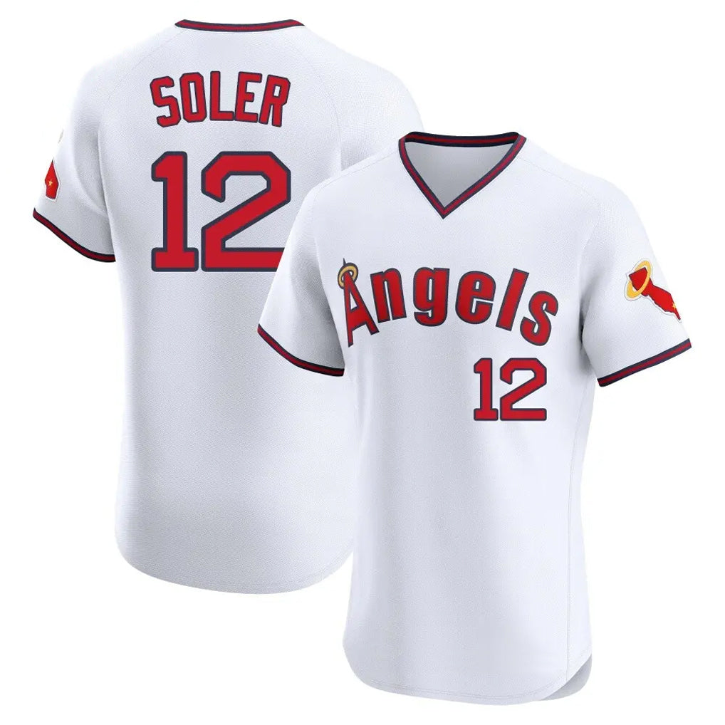 Friene LA.Angels #12 Jorge Soler Player White T-shirt Home Limited Elite Stitched Jerseys