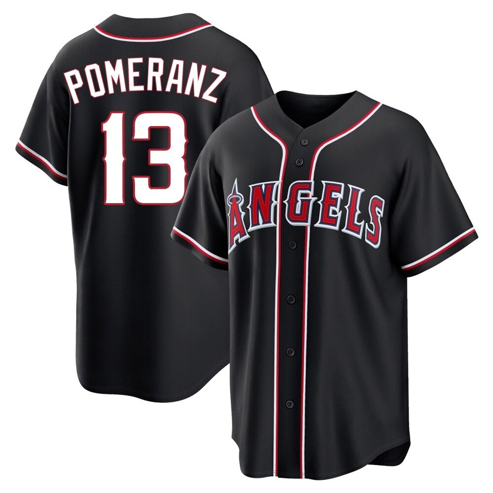 Friene LA.Angels #13 Drew Pomeranz Player Black Fashion Out Home Game Stitched Jerseys
