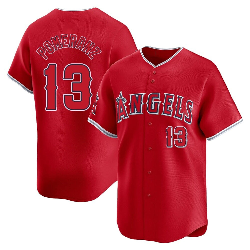 Friene LA.Angels #13 Drew Pomeranz Player Red Home Limited Stitched Jerseys