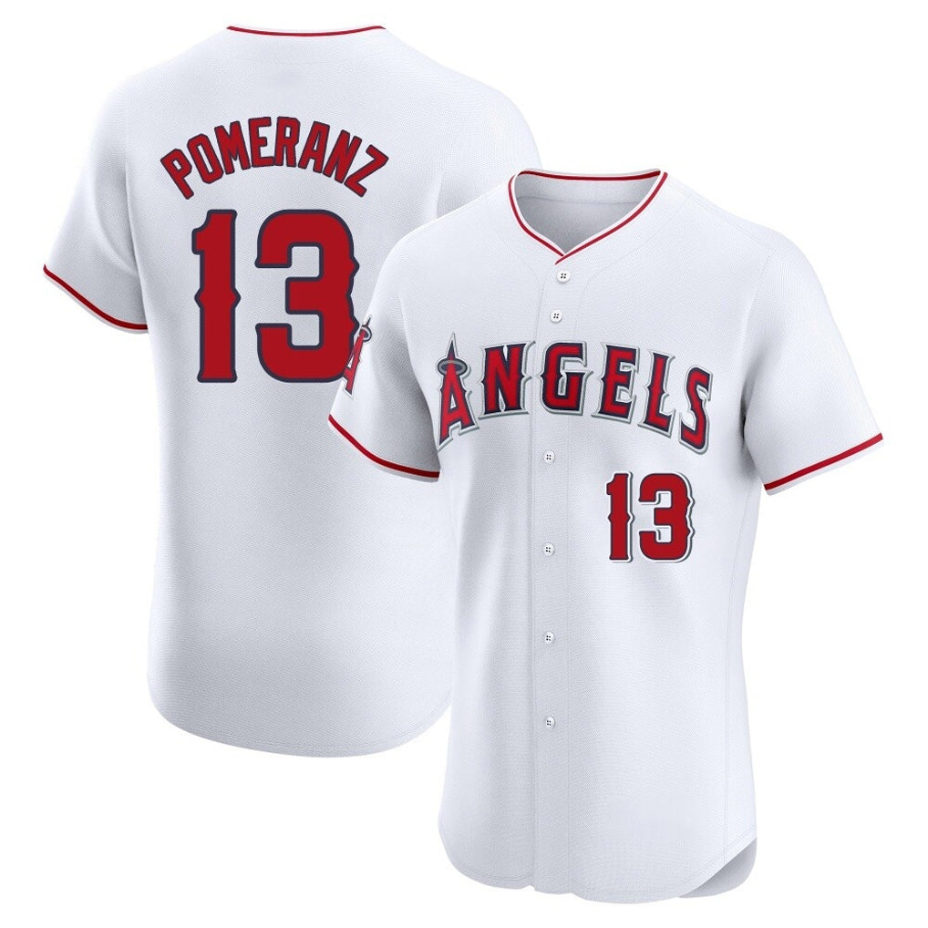 Friene LA.Angels #13 Drew Pomeranz Player White Limited Elite Stitched Home Jerseys
