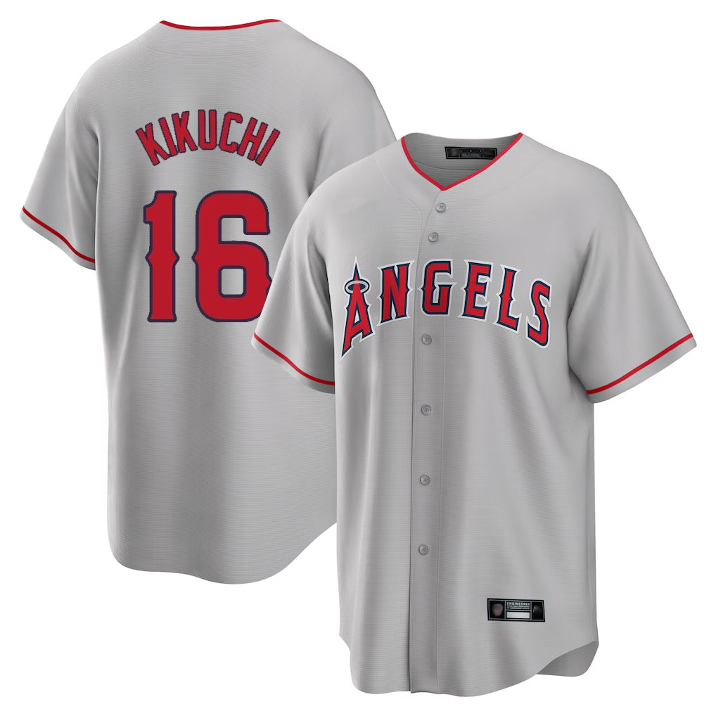 Friene LA.Angels #16 Yusei Kikuchi Player Gray Home Game Stitched Jerseys