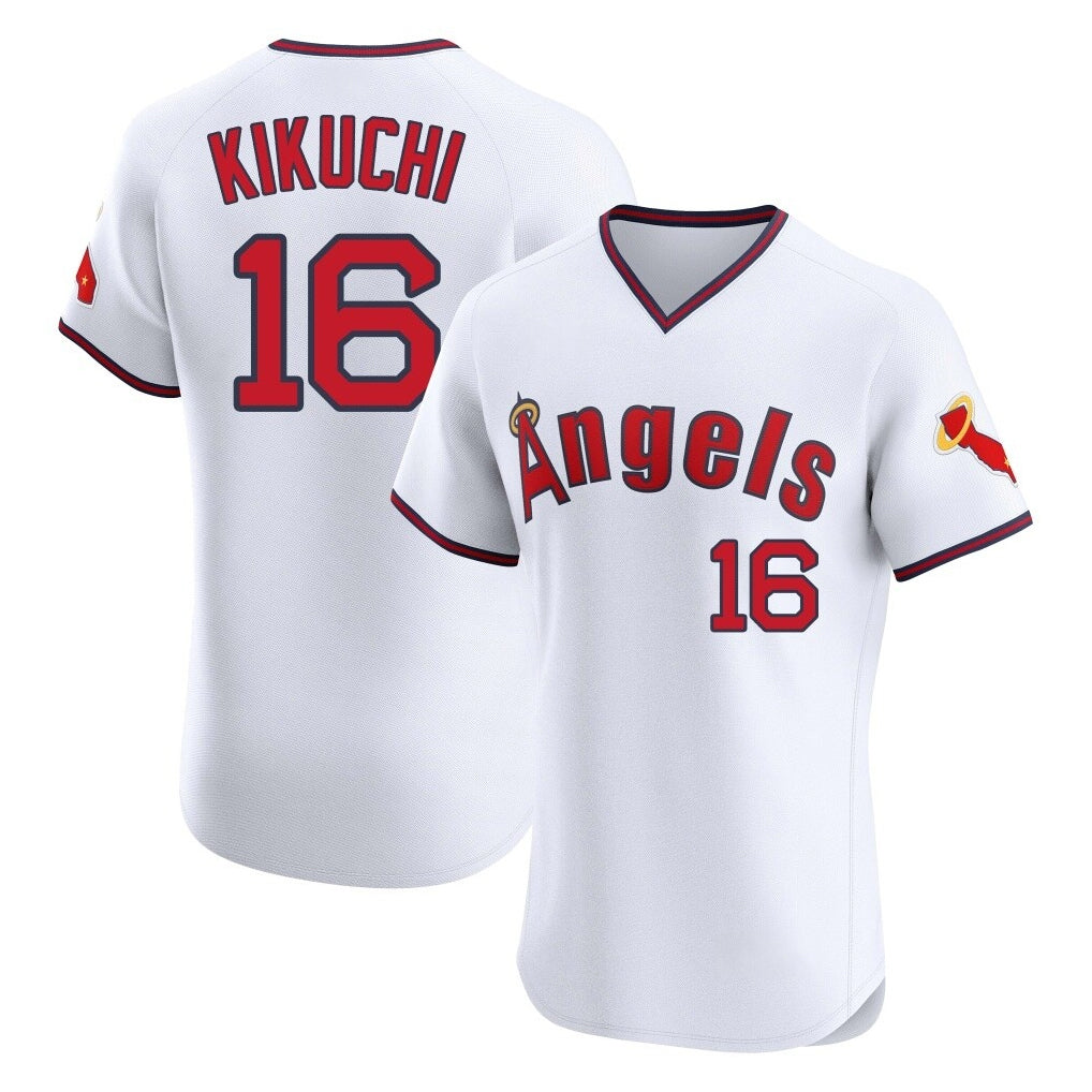 Friene LA.Angels #16 Yusei Kikuchi Player White T-shirt Home Limited Elite Stitched Jerseys