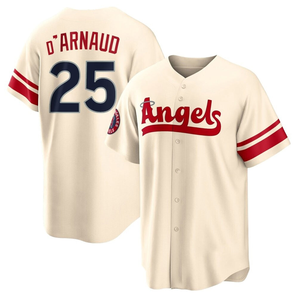 Friene LA.Angels #25 Travis d'Arnaud Player Cream City Connect Home Stitched Jerseys