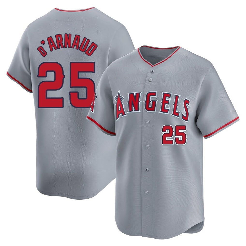 Friene LA.Angels #25 Travis d'Arnaud Player Gray Home Limited Stitched Jerseys