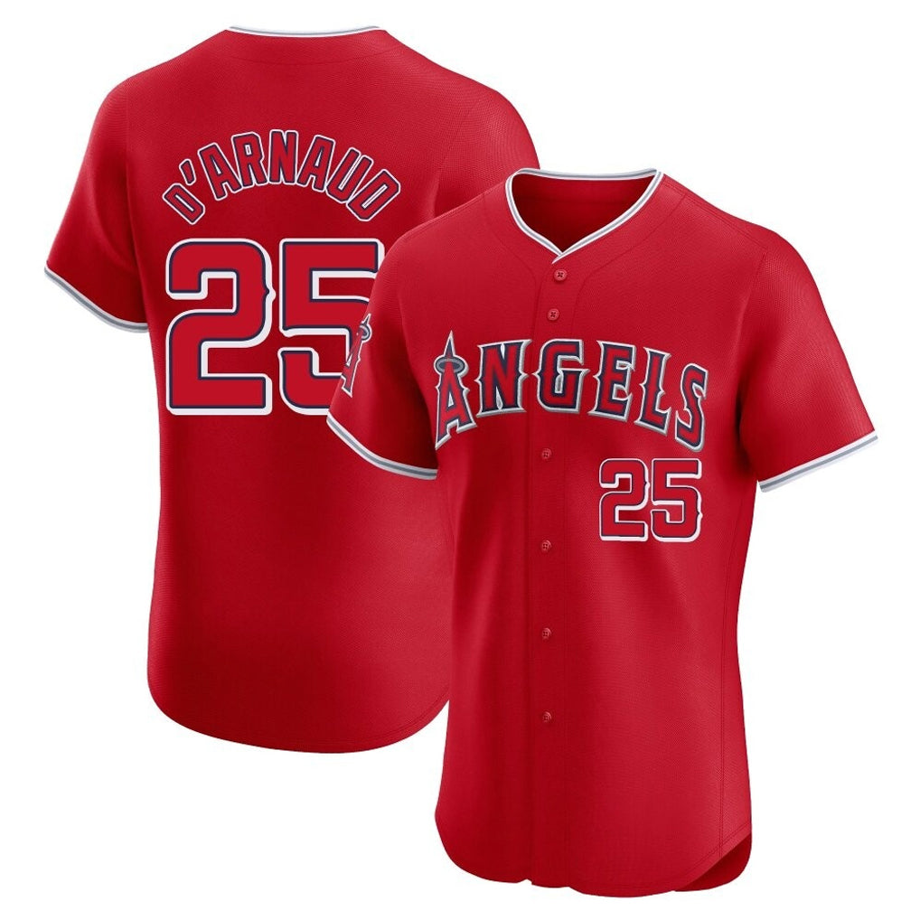 Friene LA.Angels #25 Travis d'Arnaud Player Red Home Limited Elite Stitched Jerseys