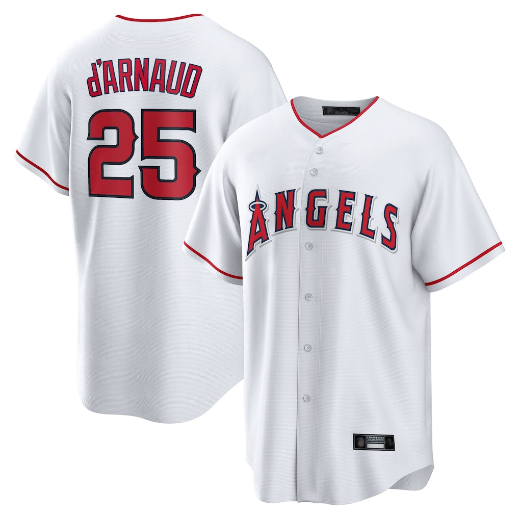 Friene LA.Angels #25 Travis d'Arnaud Player White Home Game Stitched Jerseys