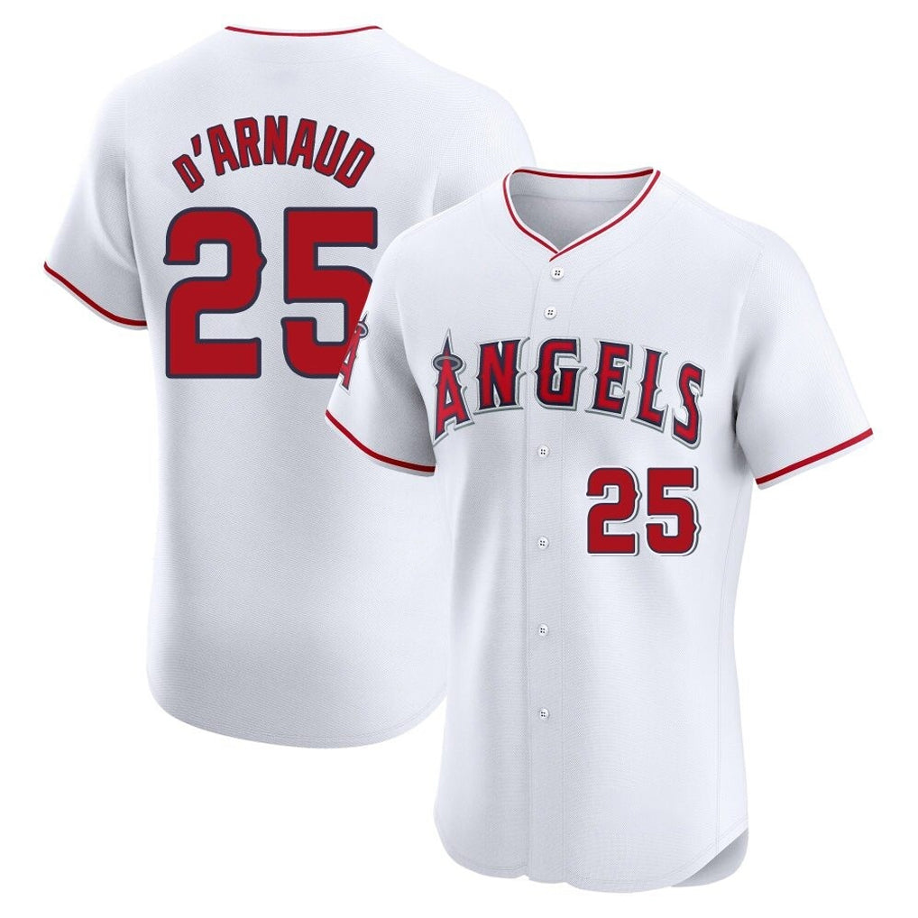 Friene LA.Angels #25 Travis d'Arnaud Player White Limited Elite Stitched Home Jerseys