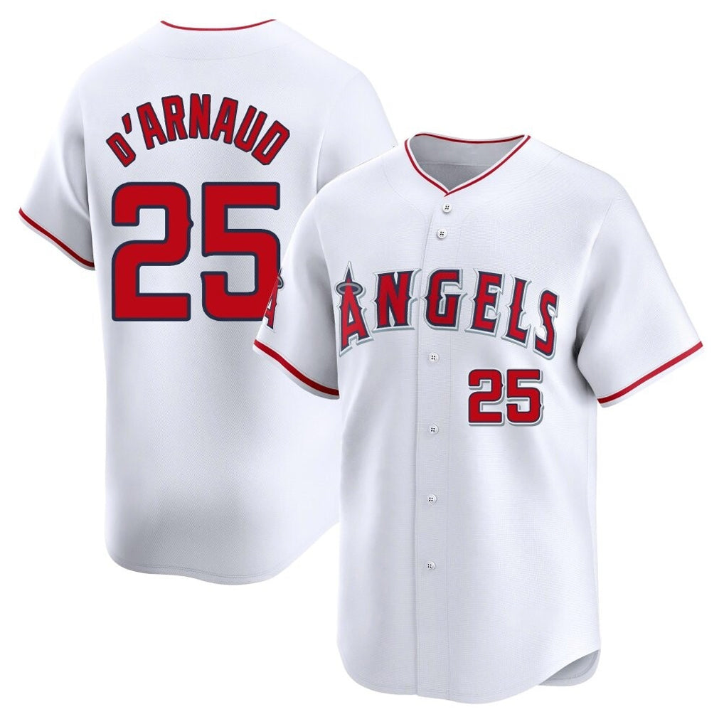 Friene LA.Angels #25 Travis d'Arnaud Player White Limited Home Stitched Jerseys