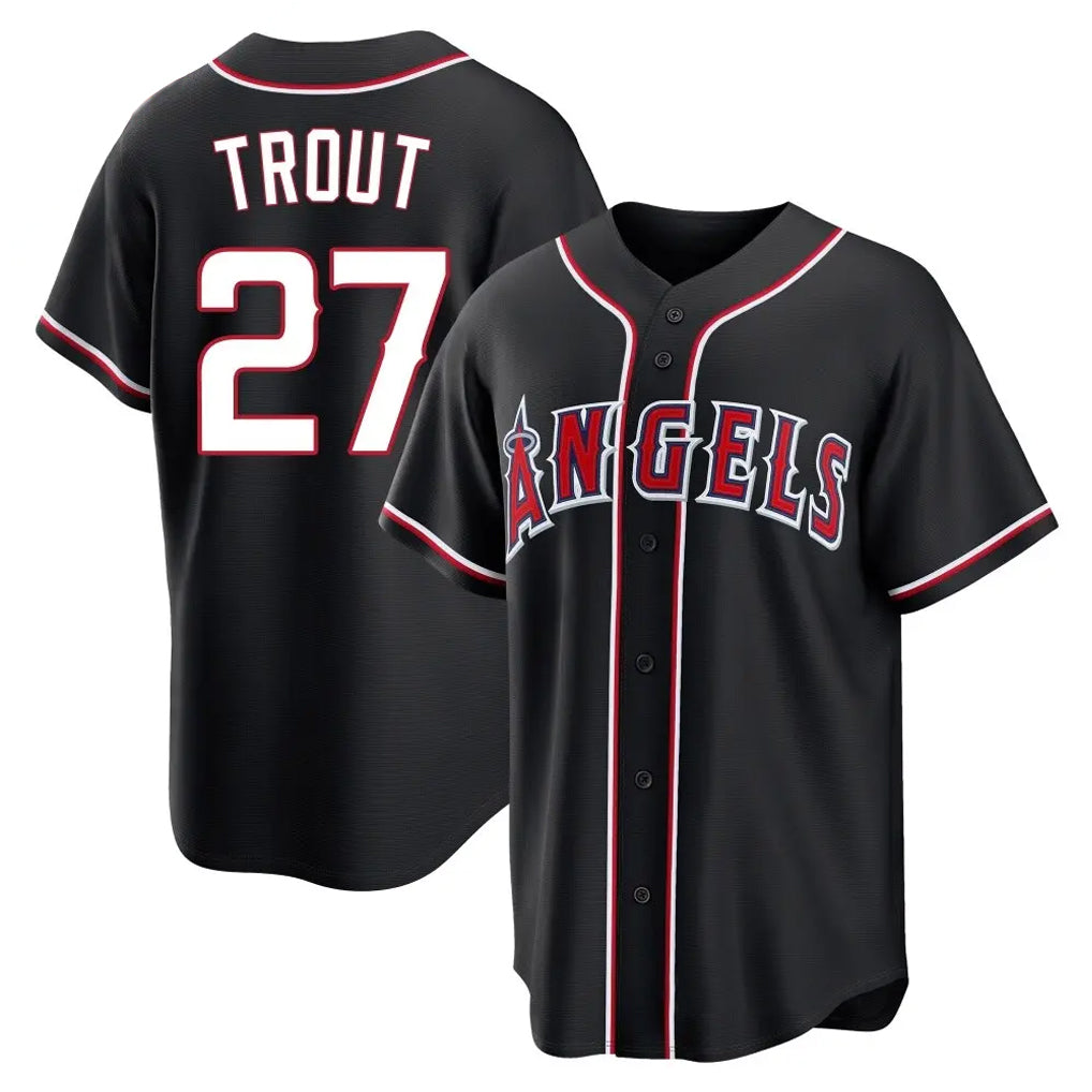 Friene LA.Angels #27 Mike Trout Player Black Fashion Out Home Game Stitched Jerseys