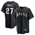 Friene LA.Angels #27 Mike Trout Player Black Lights Out Fashion T-shirt Stitched Jerseys