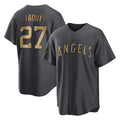 Friene LA.Angels #27 Mike Trout Player Charcoal Game All-Star Stitched Jerseys