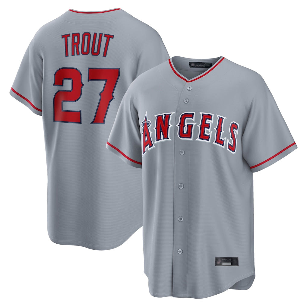 Friene LA.Angels #27 Mike Trout Player Gray Home Game Stitched Jerseys