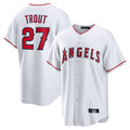 Friene LA.Angels #27 Mike Trout Player White Home Game Stitched Jerseys