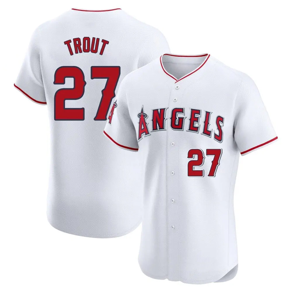 Friene LA.Angels #27 Mike Trout Player White Limited Elite Stitched Home Jerseys