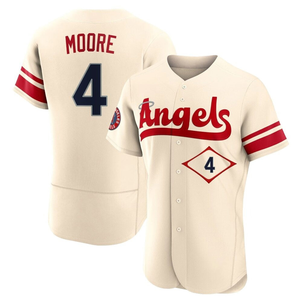 Friene LA.Angels #4 Christian Moore Player Cream City Connect Limited ELite Home Stitched Jerseys