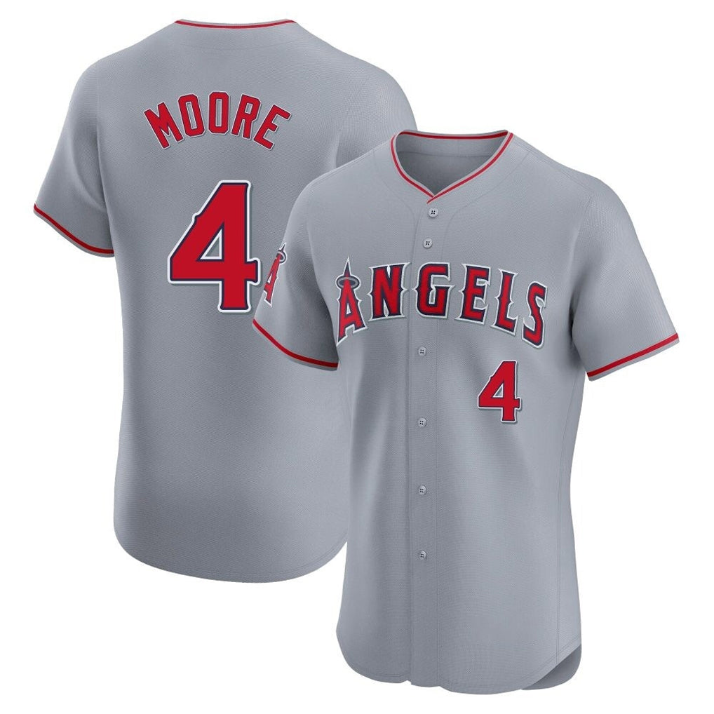 Friene LA.Angels #4 Christian Moore Player Gray Home Limited Elite Stitched Jerseys