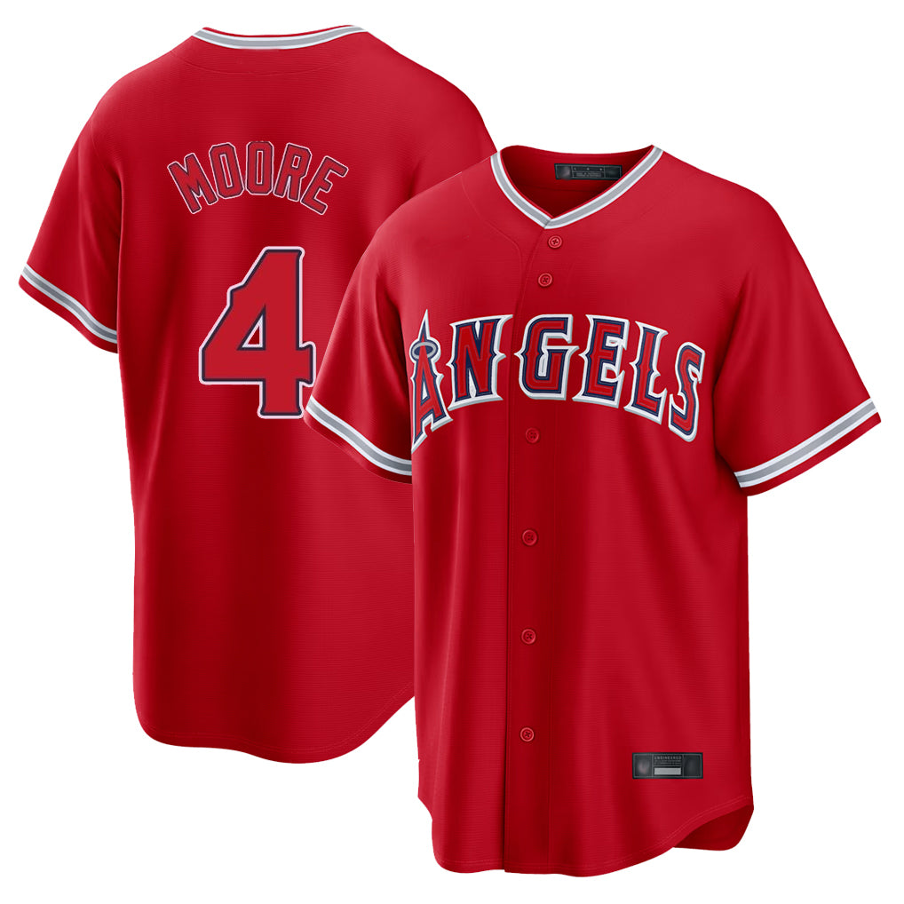 Friene LA.Angels #4 Christian Moore Player Red Home Game Stitched Jerseys