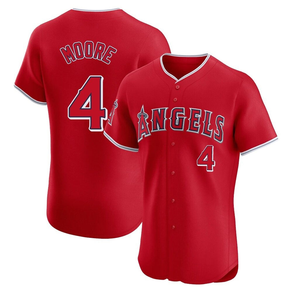 Friene LA.Angels #4 Christian Moore Player Red Home Limited Elite Stitched Jerseys