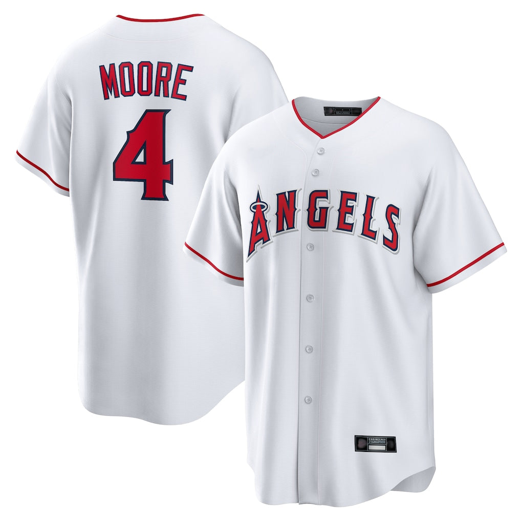 Friene LA.Angels #4 Christian Moore Player White Home Game Stitched Jerseys