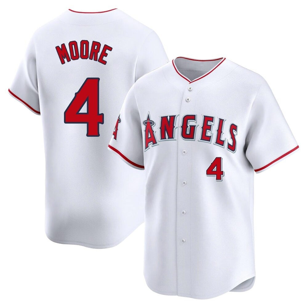 Friene LA.Angels #4 Christian Moore Player White Limited Home Stitched Jerseys