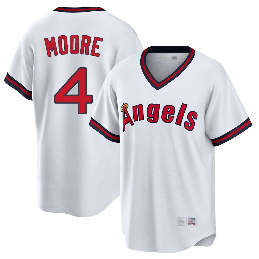 Friene LA.Angels #4 Christian Moore Player White T-shirt Home Game Stitched Jerseys