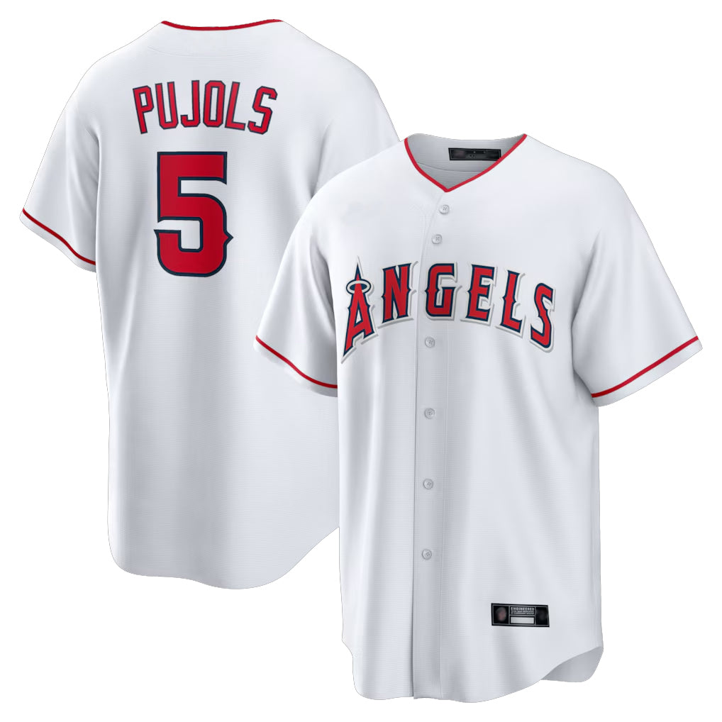 Friene LA.Angels #5 Albert Pujols Player White Home Game Stitched Jerseys