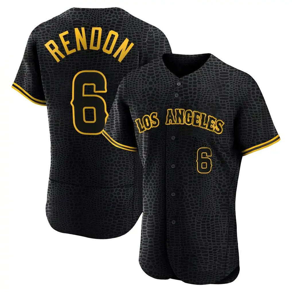 Friene LA.Angels #6 Anthony Rendon Player Black Snake Skin City Limited Elite Home Stitched Jerseys