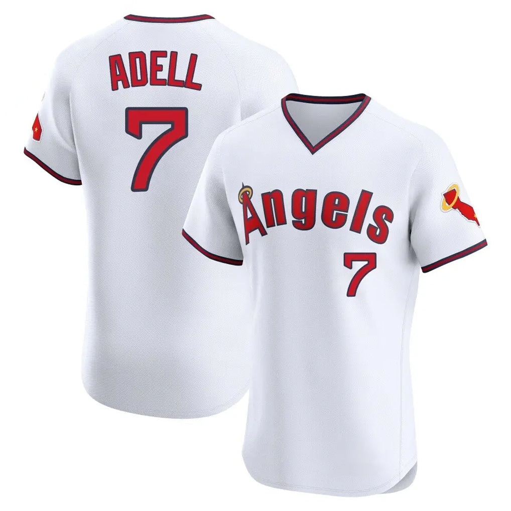 Friene LA.Angels #7 Jo Adell Player White T-shirt Home Limited Elite Stitched Jerseys