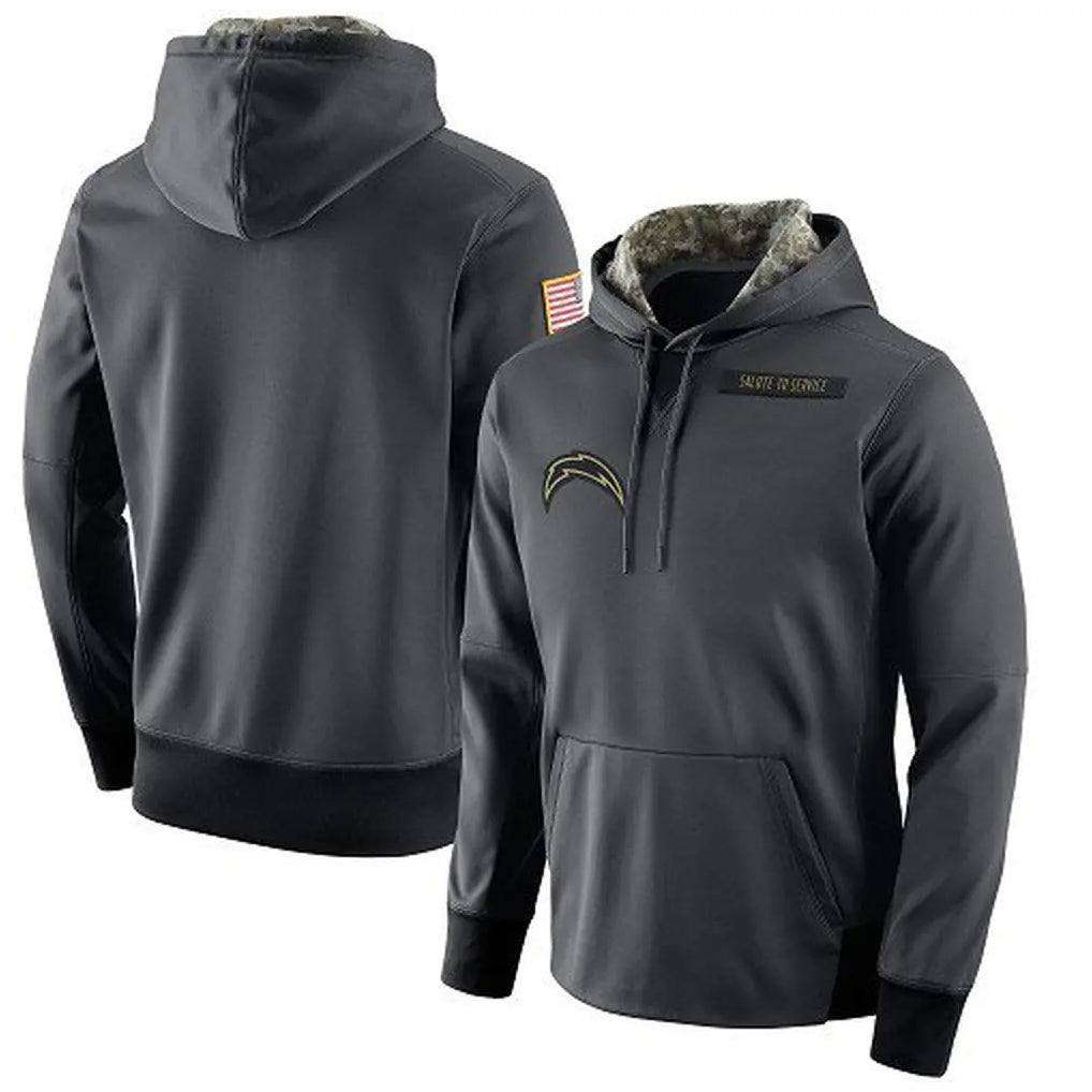 Friene LA.Chargers Gray Pullover Hoodie Home Game Blank Player Stitched Jerseys